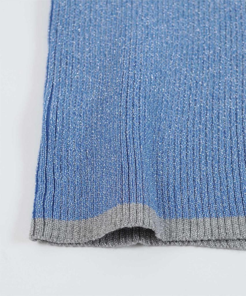 Rib Knit REXT0253 Free Size Black [miette] Color-Striped Lamé Women's