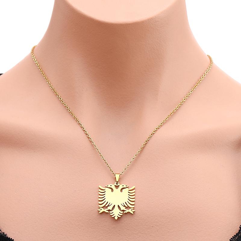 Colier cu pandantiv Vultur Albanez la modă pentru Femei Bărbați Culoare Aurie/Argintie Petrecere Logodnă Aniversare Bijuterii Cadouri din Oțel Inoxidabil