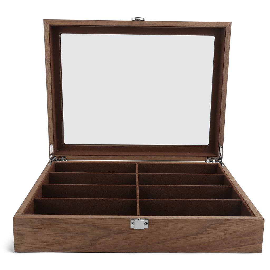 8 Grids Glasses Storage Box Wooden Sunglasses Display Case Travel Jewelry Organizer