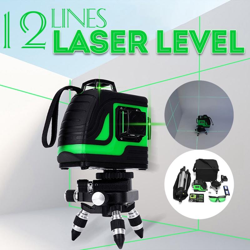 IP54 12 Lines Laser Level  Green Self Leveling 3D Vertical Horizontal Leveling Tool