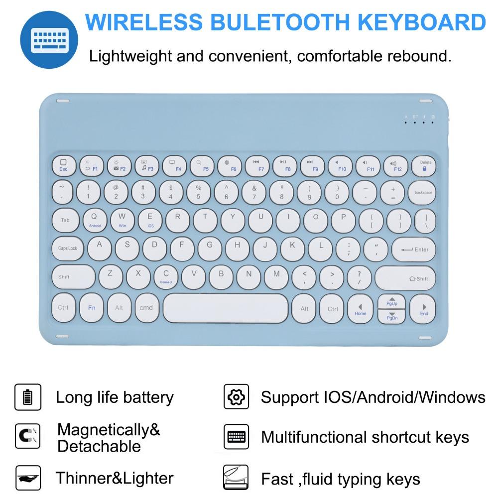 Bluetooth Keyboard Case for iPad Air 6 Pro 11 Split Round Keycap with Pencil Holder 10.2 Inch