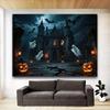 Halloween Party Backdrop with Pumpkin,Castle,Bat,Ghost Elements for Photo Booth,Party Event,Holiday Celebration,Wall Decor
