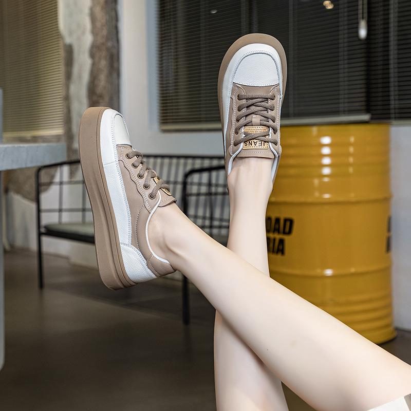 Fujin 3.5cm Synthetic Cloth Genuine Leather Spring Vulcanize Chunky Sneaker Women Loafer High Brand Platform Autumn Flats Shoes