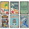 Summer Beach Decor Vintage Metal Tin Signs Plaque Metal Plate Retro Posters Wall Art Decor Seaside