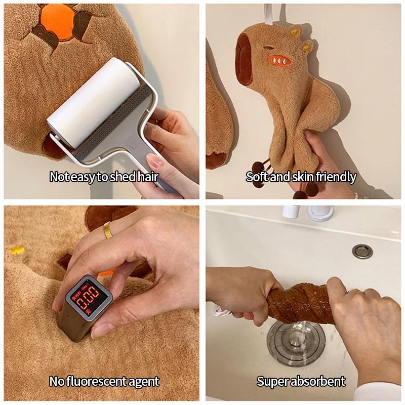 Home Cute Hand Towel Kitchen Towel Capybara Hand Towel Wet Wipes Absorbent Towels Household Cloth Wipe Dishcloth Toalla Capibara