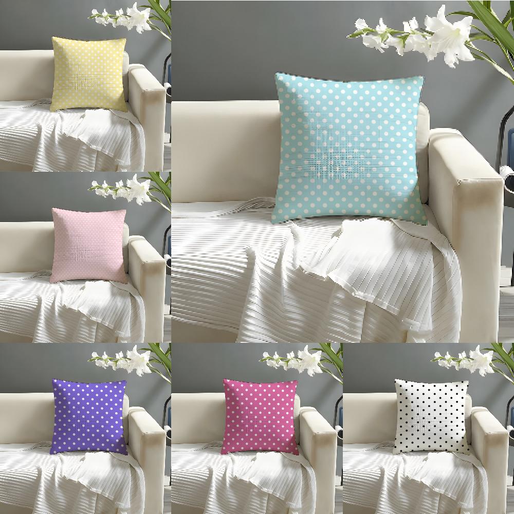 Classic Retro Polka Dots Pillow Case Linen Pillow Case Sofa Home Decor Cushion Cover Cushion Cove