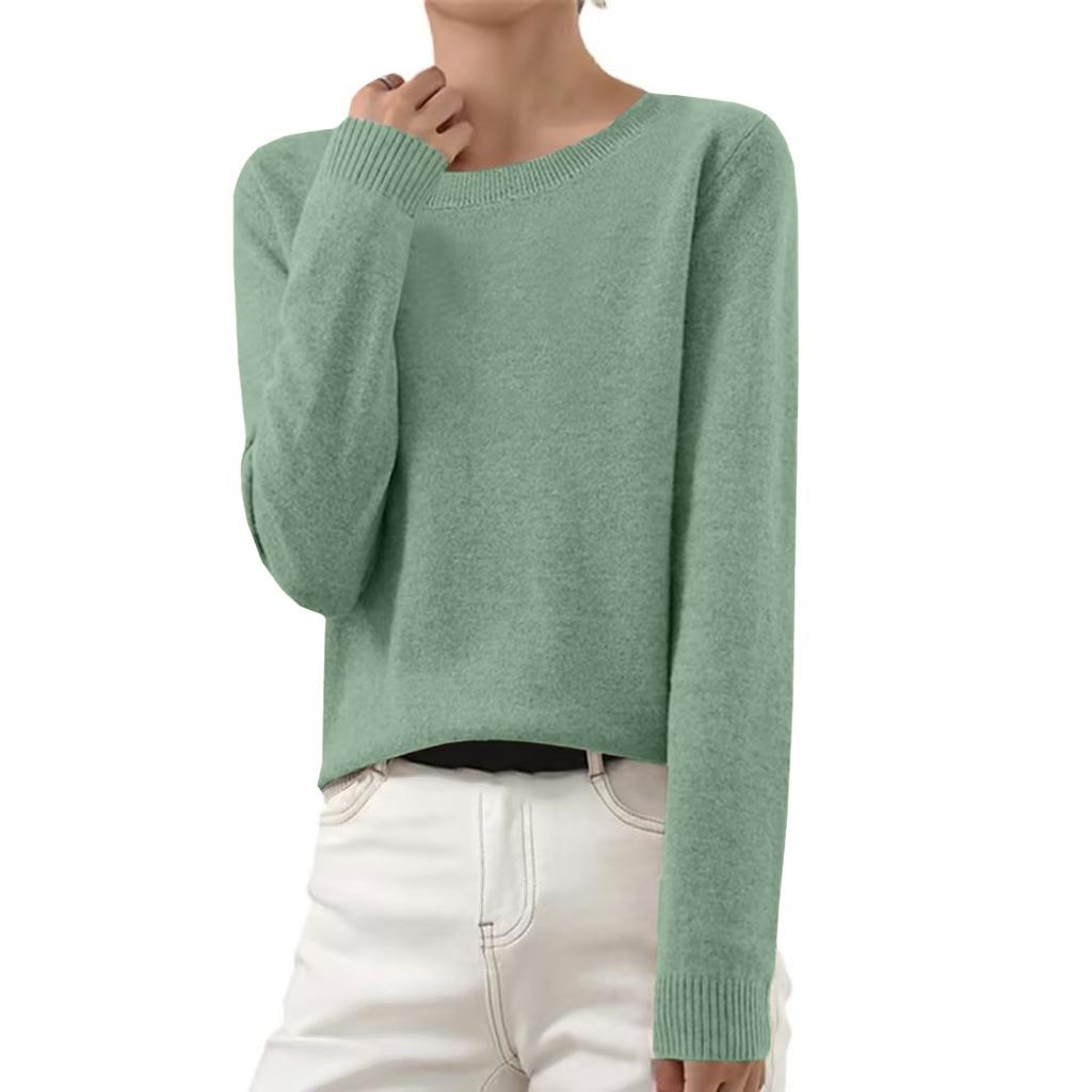 Women's And Winter Fashion Long-sleeved Basic -neck Loose Pullover Sweater Top