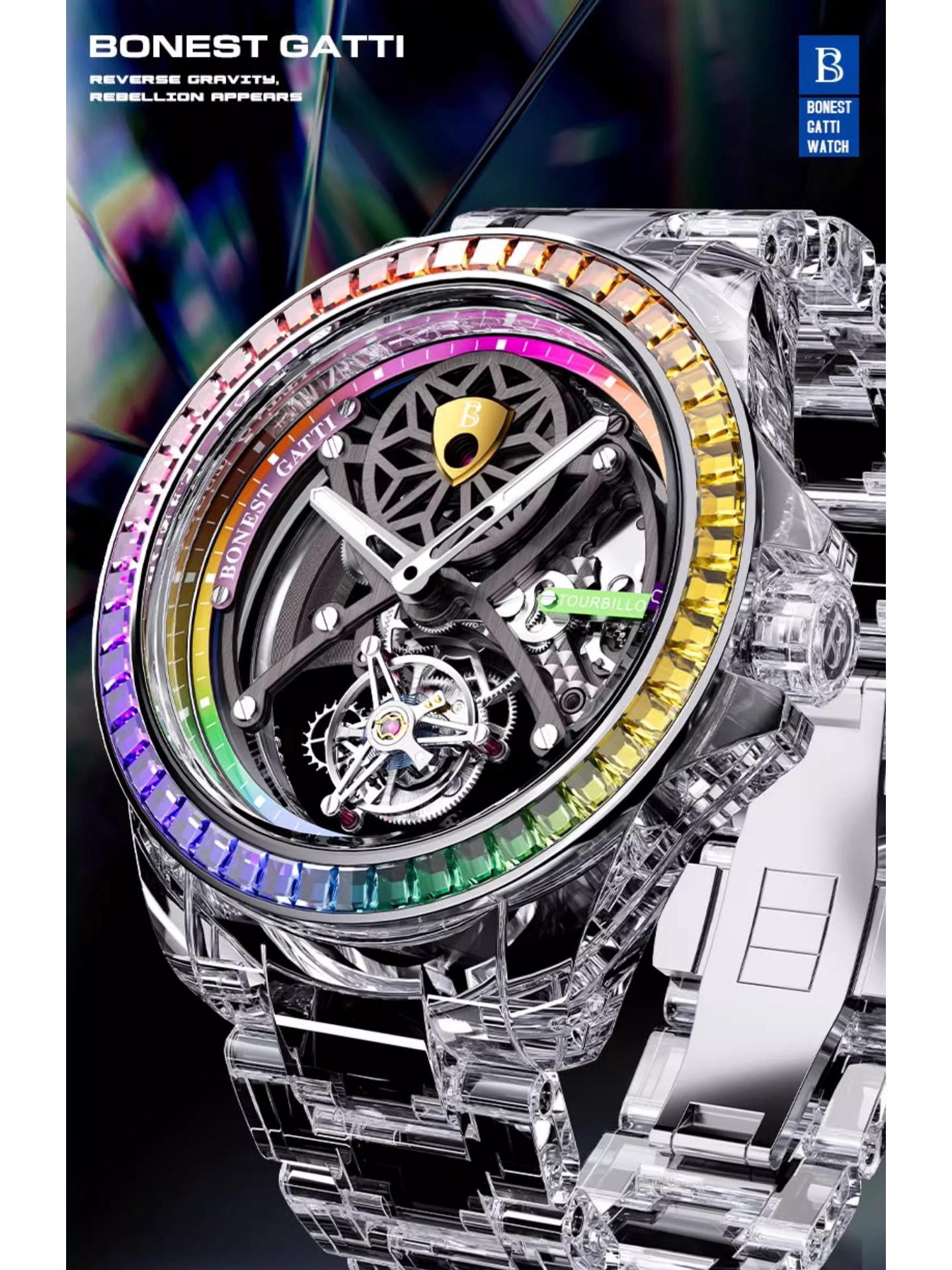 

Швейцарский автоматический мужской хронометр с настоящим турбийоном, люминесцентный, водонепроницаемый белый