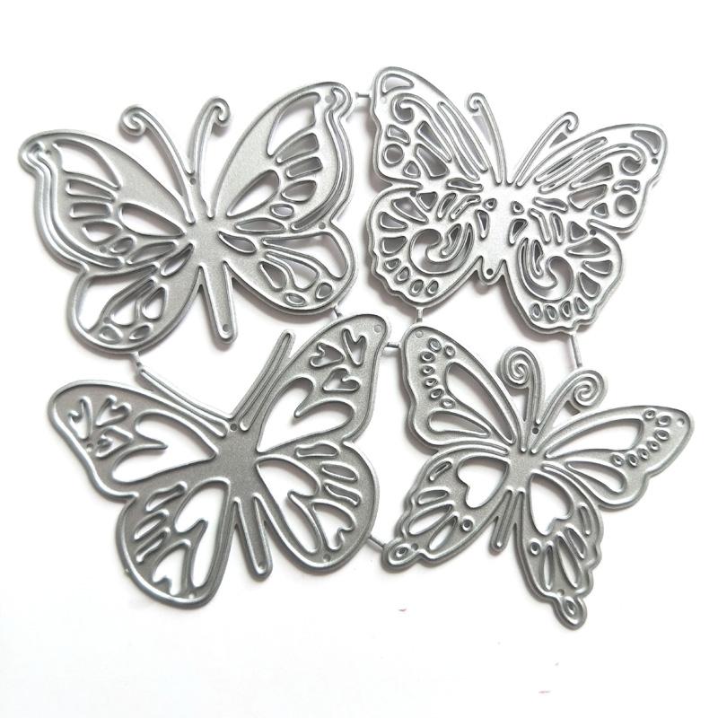 

Четыре бабочки Дизайн Скрапбукинг Ремесло Die 3D DIY Изготовление фестивальных карточек серебряный