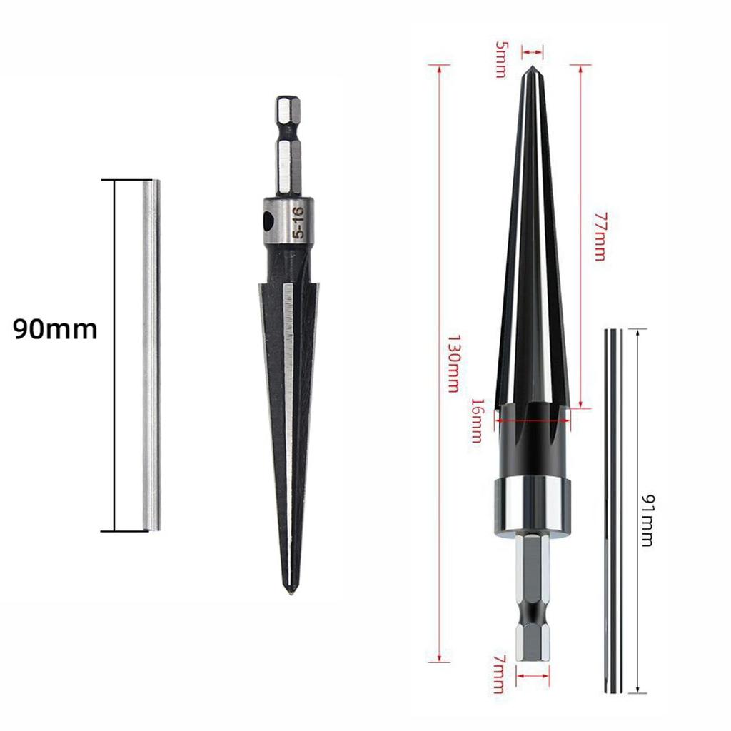 Hex Shank Tapered Reamer Drill Tool for and Chassis Manual Cutting Tool for Use with Electric Professional Grade for Woodworking T-Hole Drilling,