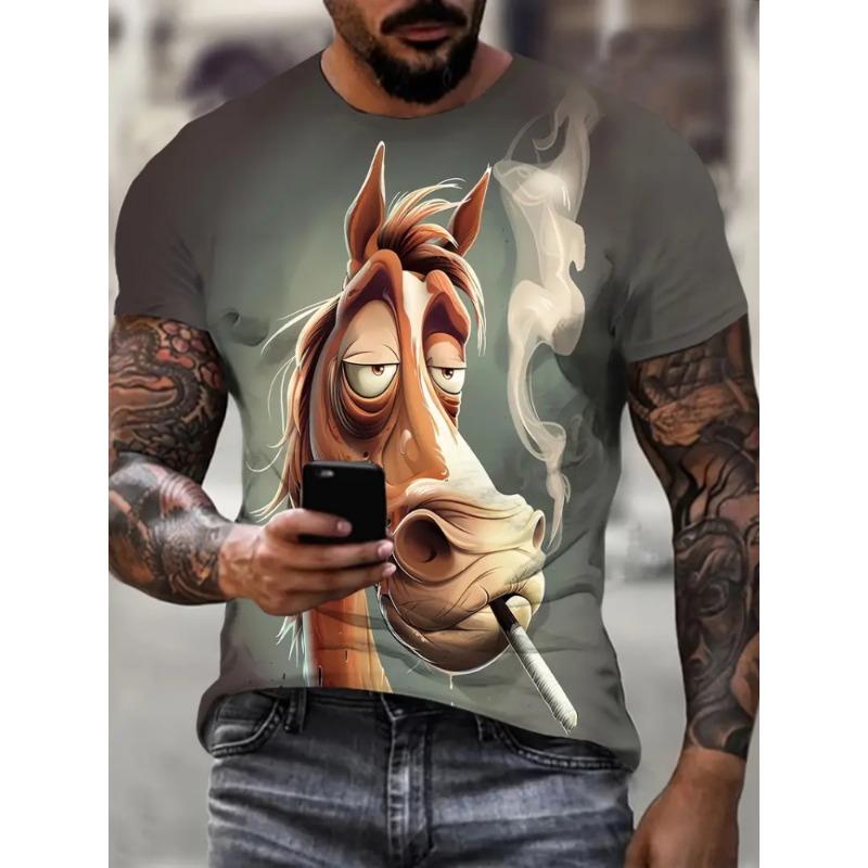 Funny Cartoon Animal Print Men's Fashion Short-sleeved Harajuku Street Fashion Comfortable And Breathable Men's T-shirt