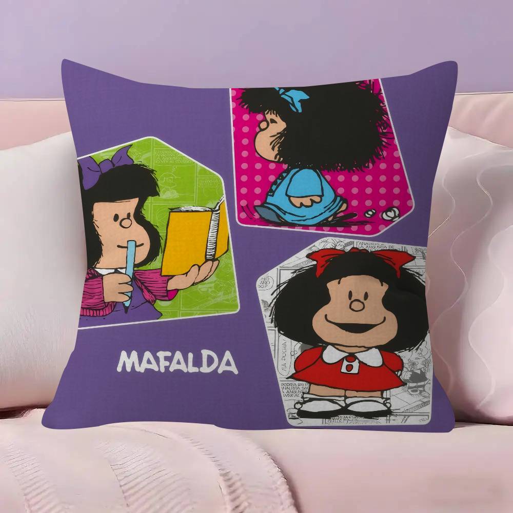 Cute Cartoon M-Mafalda   Pillow Cover for Bedroom Room and Living Room Sofa Decorative Cushion Cover