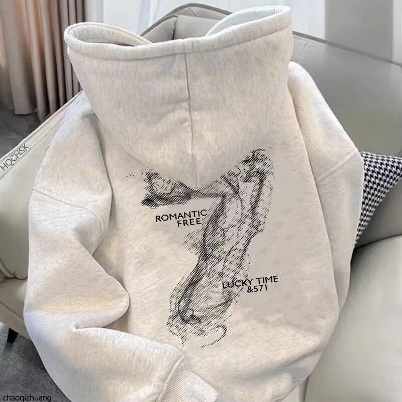 

Unisex Printed Hooded Sweatshirt: Trendy Harajuku Style, Artistic & Versatile Fashion Top 2XL