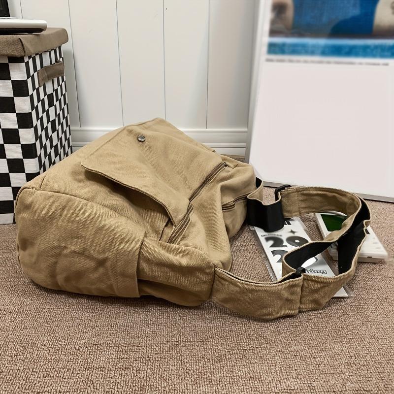 4-Color Large Capacity Canvas Crossbody Hobo Bag - Durable, Adjustable, Trendy Sling