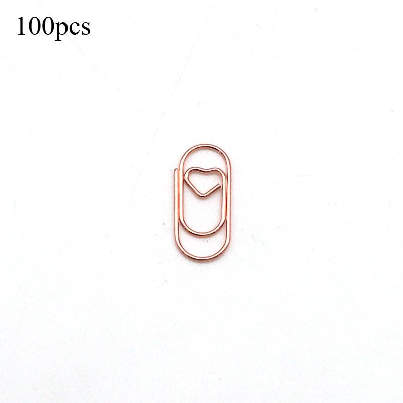100pcs Mini Heart Shaped Paper Clips Cute Decorative Paperclips Office School Home Document Notes Organization Paper Fasteners