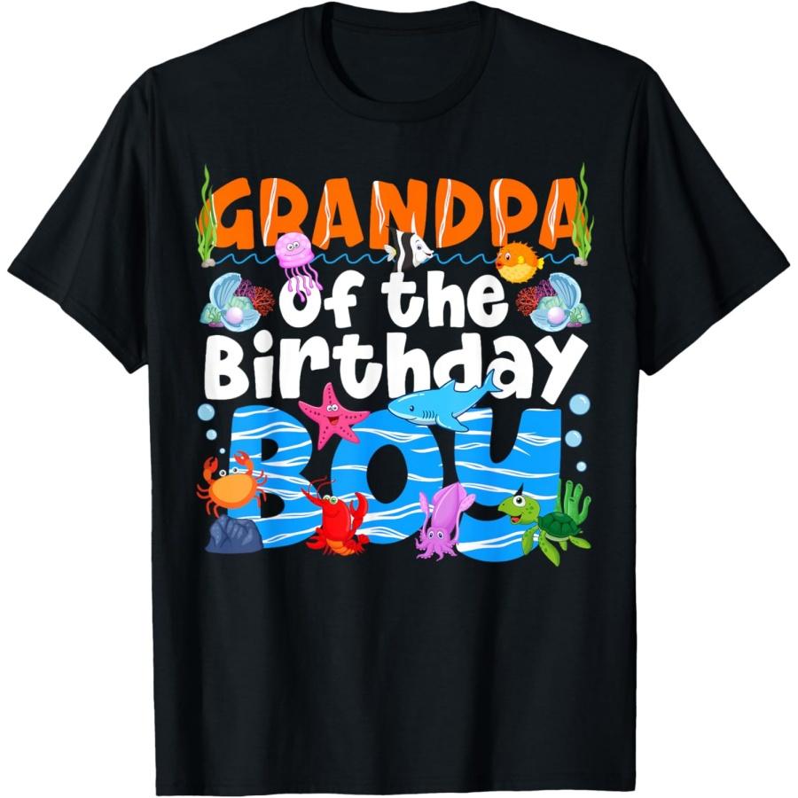 Grandpa Under Sea Birthday Party Ocean Sea Animals Themed T-Shirt(2) S