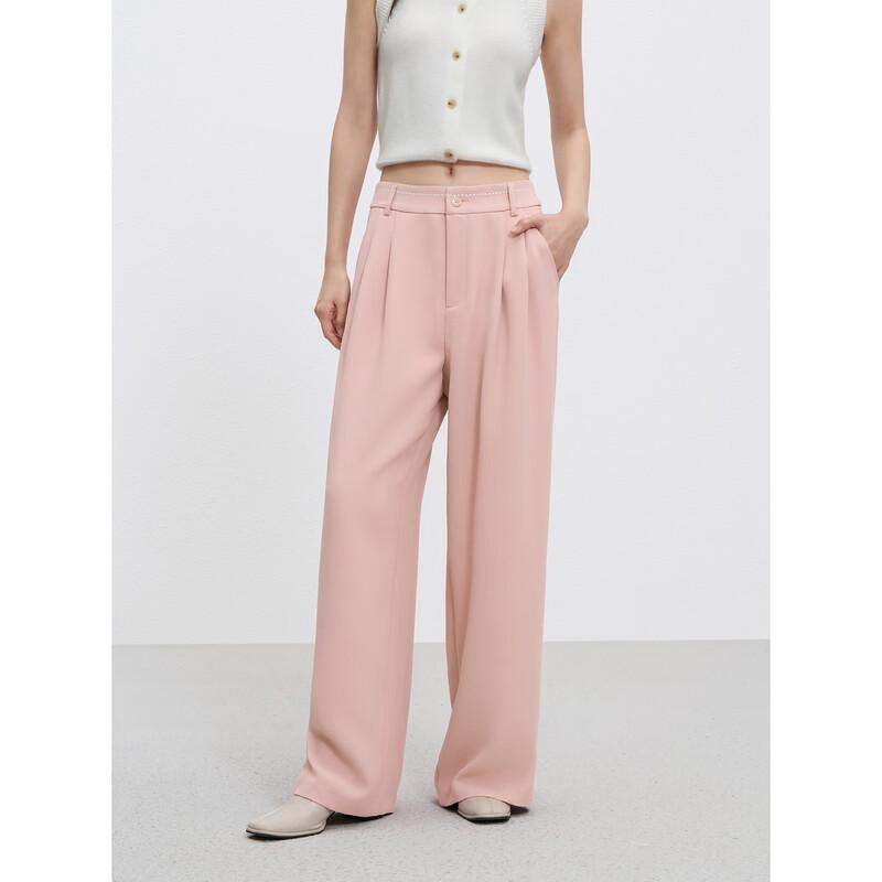 Peacebird Women's High-Waist Straight-Leg Draped Casual Pants