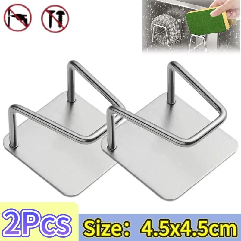 Kitchen Sponges Holder Stainless Steel Sink Shelf Adhesive Holders Drain Drying Rack Wall Hooks Accessories Storage Organizer Cup Holders 5