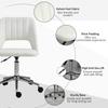 Armless Velvet Feel Office Chair Cream White