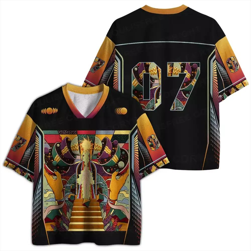 Summer Fashion Gothic Style Gothic Sci-fi Heading Towards Virtual Throne 3D Printed Loose Short Sleeved Street V-neck T-shirt