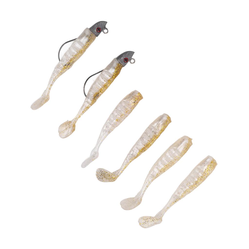 2 Sets Silicone Artificial Fishing Bait with 3D Eyes Soft Fishing Bait for Saltwater FreshwaterGold