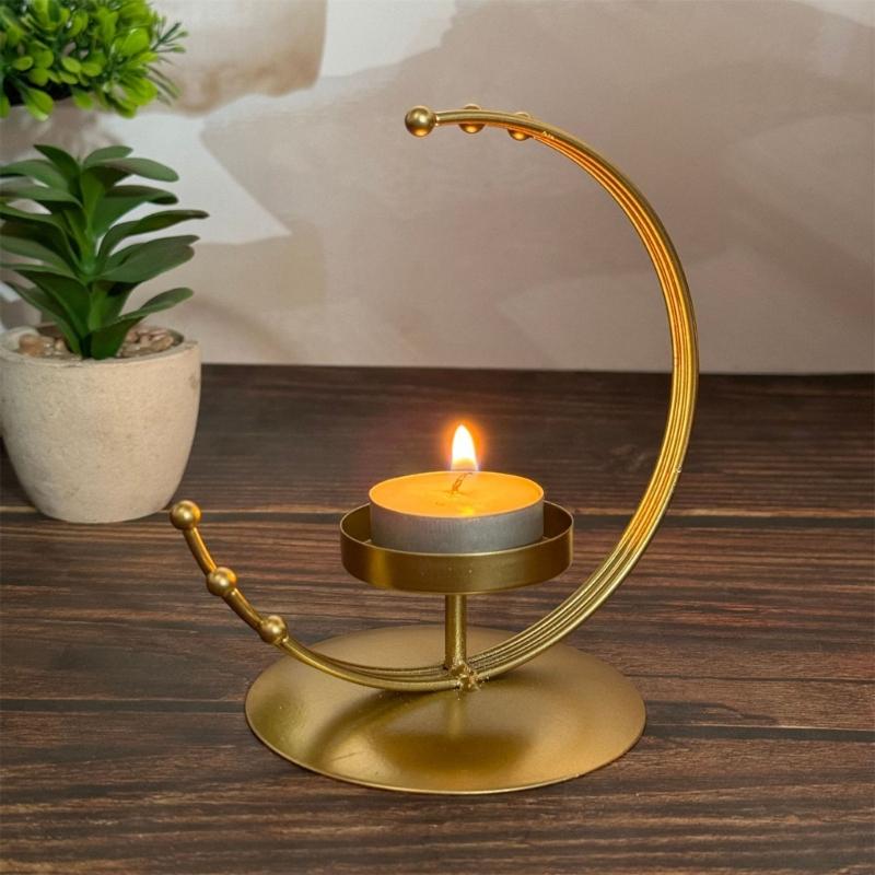 Hanging Metal Tealight Candle Holder for Eid Mubaraks Moon Shape Candle Stand Iron Lanterns for Home and Event Decors