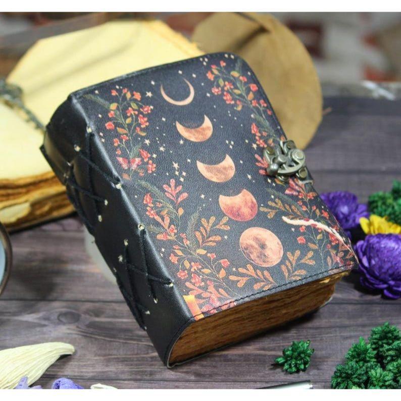 Handmade Leather Grimoire: Sun & Moon Book of Shadows