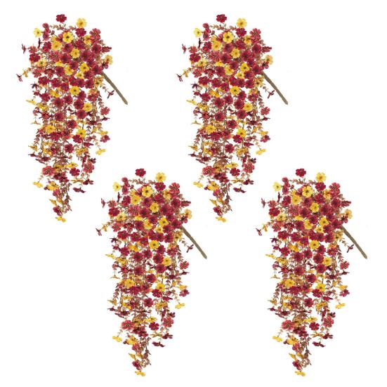 1/2/3/4Pcs Fall Hanging Artificial Violet Flower UV Resistant Realistic Fake Flower Wedding Party Indoor Outdoor Garden Wall Hanging Faux Flower