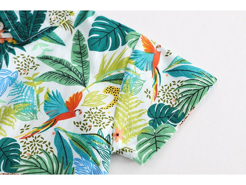 2023 Summer Boys' Korean Short-Sleeve Shirt & Denim Shorts Set