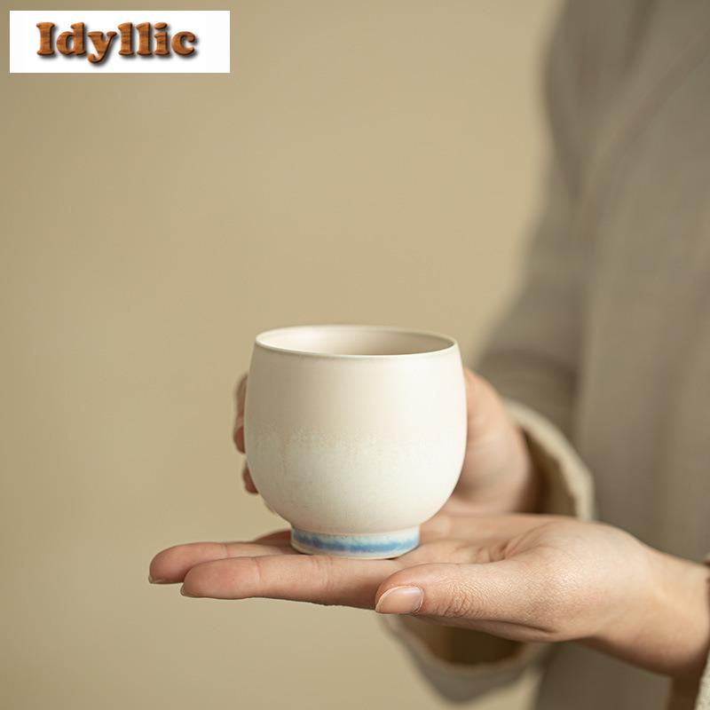 160ml Kiln Fambe Crystal Glaze Teacup Antique Tea Bowl Tea Cup Set Tea-tasting Fragrance Cup Chazhan Master Cups Tableware Craft