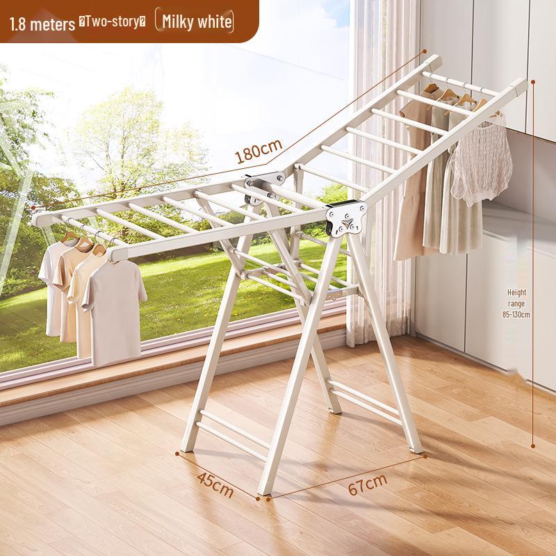 Adjustable Foldable Clothes Drying Rack for Indoor/Outdoor Use - Ideal for Bedroom, Balcony, and Baby Items.