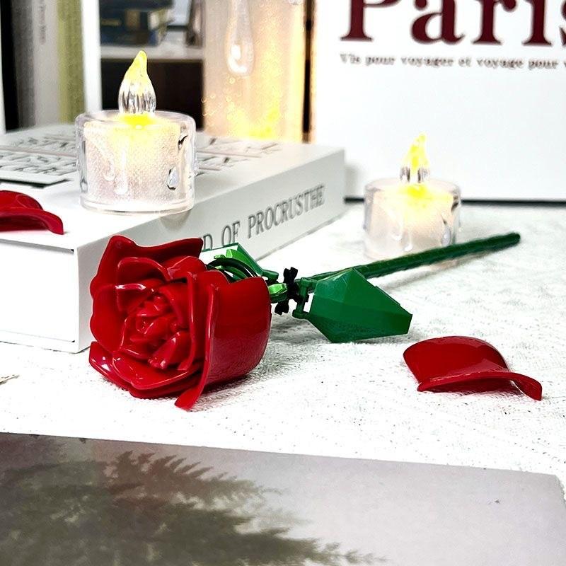 

Building Rose Flower Blocks Collection Toys Decoration Valentines Gift Day