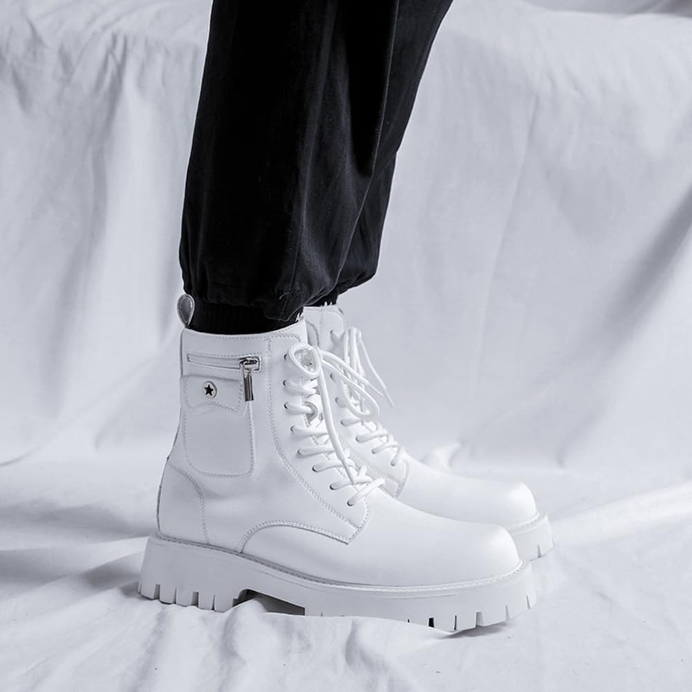 FANGLI Side Zip Short Motorcycle Platform Work Engineer Cold FL422 Size Men's Boots, Lace-Up, Boots, Boots, Sole, Boots, Boots, Casual, Weather,