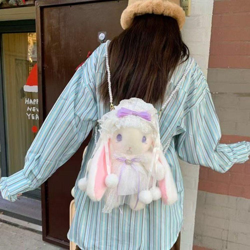 

Stuffed Animals Lolita Rabbit Shoulder Bags Soft Lop Ear Rabbit Bags Birthday Gift фіолетовий