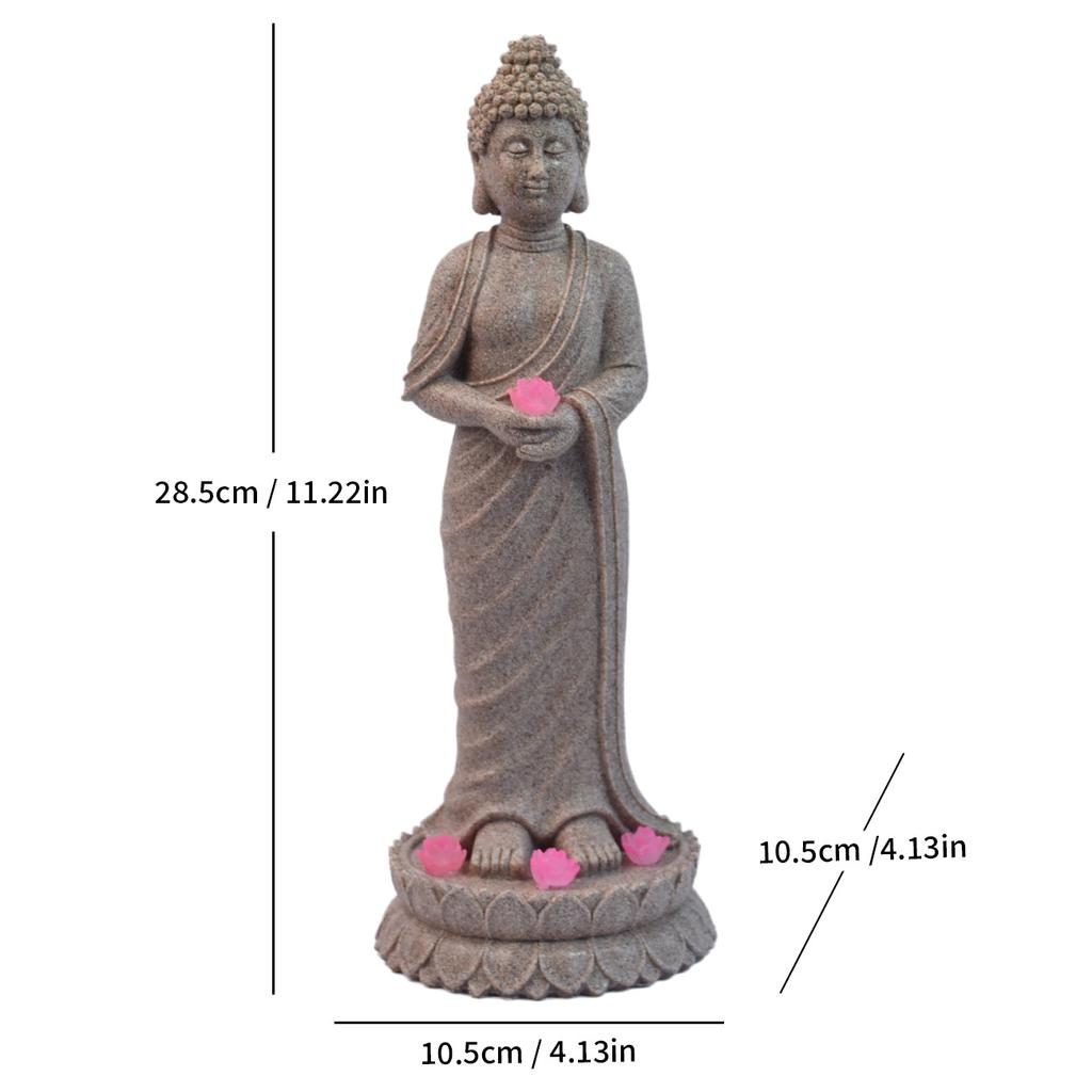 JYL TS/071,Buddha Mini Landscape Resin Statue Solar Light Zen Buddha Decor for Outdoor Garden Night Lamp