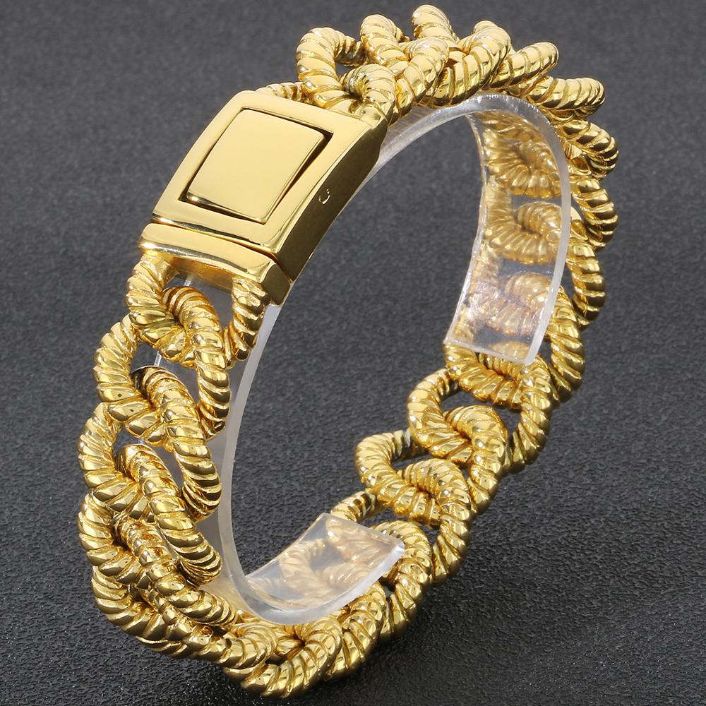 Vintage 316L Stainless Steel 19MM Width Twist Chain Bracelet for Men Men's Bracelets Birthday Jewelry Gifts for Dad Boyfriend