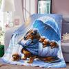 puppies in the snow Printed Blanket Children Adult Blanket Soft Warm Bedding for Bed Sofa Outdoor Travel Cover Blanket Cobertor