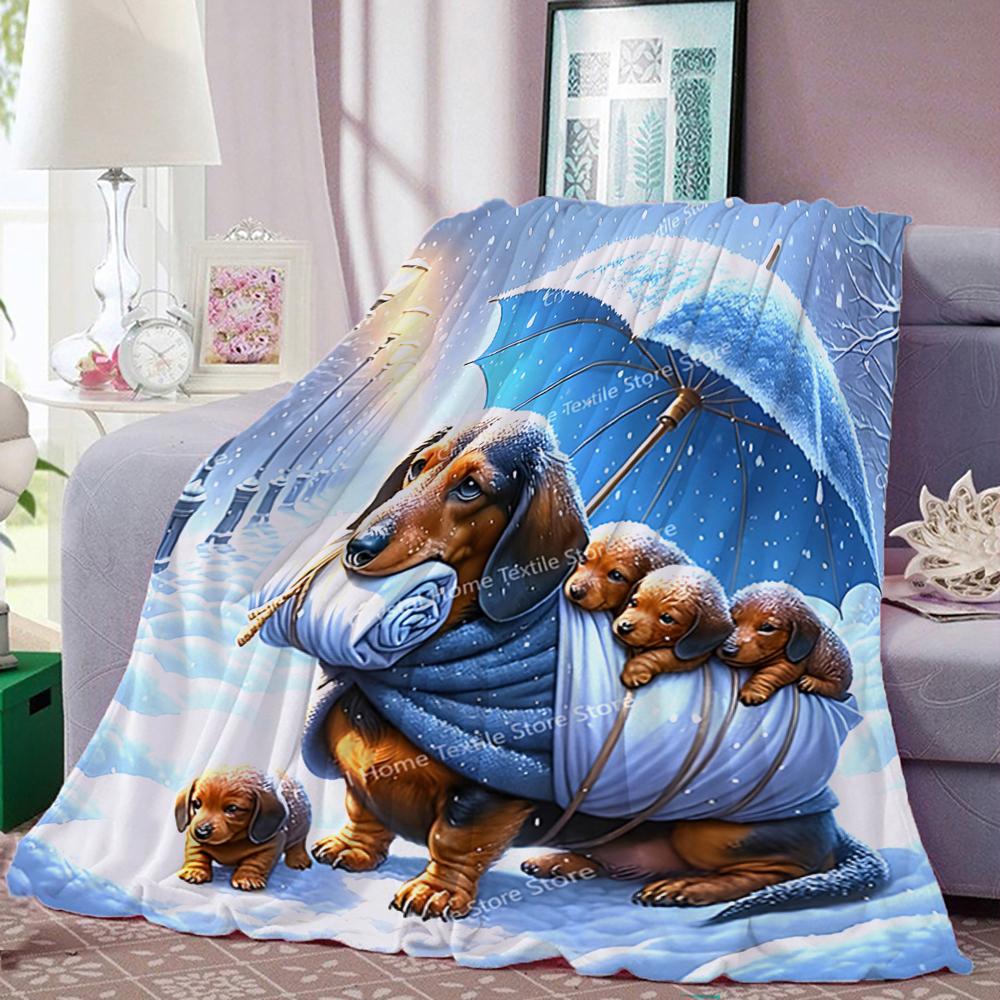 puppies in the snow Printed Blanket Children Adult Blanket Soft Warm Bedding for Bed Sofa Outdoor Travel Cover Blanket Cobertor