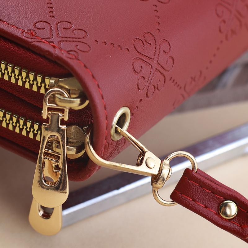 Women's Double Zipper Phone Wallet - Large Capacity Handheld Coin Purse for Students
