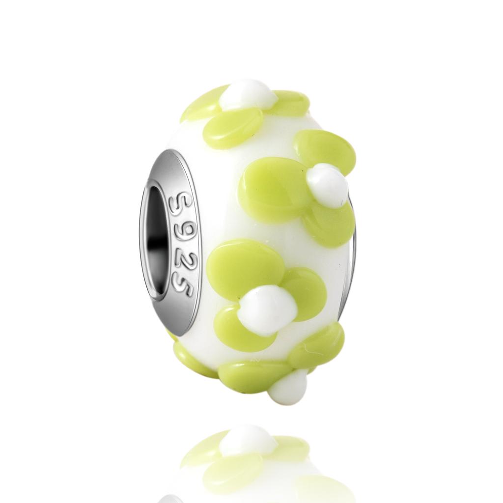 Murano Glass Collection Copper MultiColor Blue Bump Charm Fits Bracelets Women Exquisite Jewellery Accessories Gifts