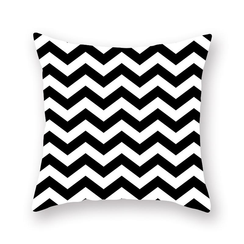 45x45cm Black Geometric Printed Pattern Polyester Cushion Cover for Home Living Room Sofa Decoration Throw Pillow Pillowcase