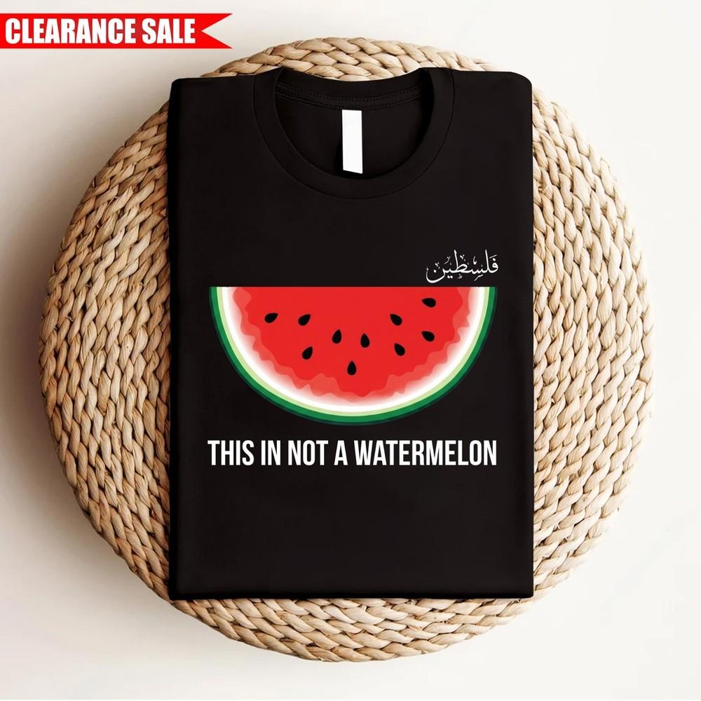 

This Is Not A Watermelon Funny T Shirt Printed Palestine Map 100% Cotton Tee Top 4XL