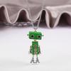 New Creative Wood Robot Pendant Necklace Personality Cartoon Sweater Chain Fashion For Men Women Party Jewelry Gift Wholesale