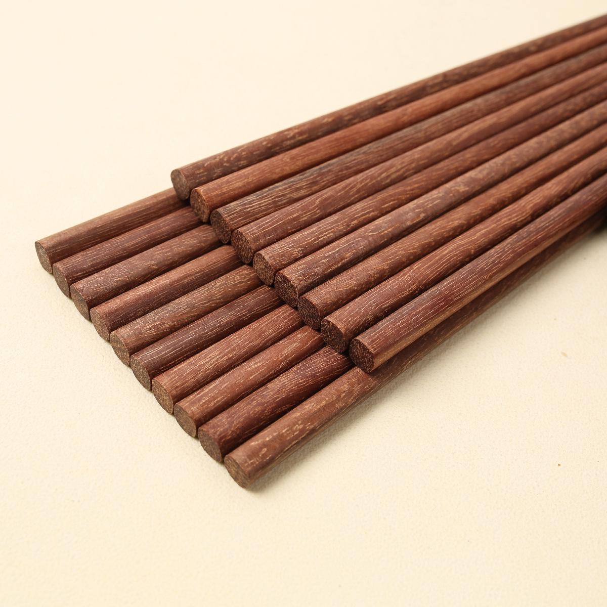 Non-Slip Solid Red Sandalwood Chopsticks - Unpainted & Unwaxed, 10 Pairs, Laser Engraved 10 Pairs Boxed