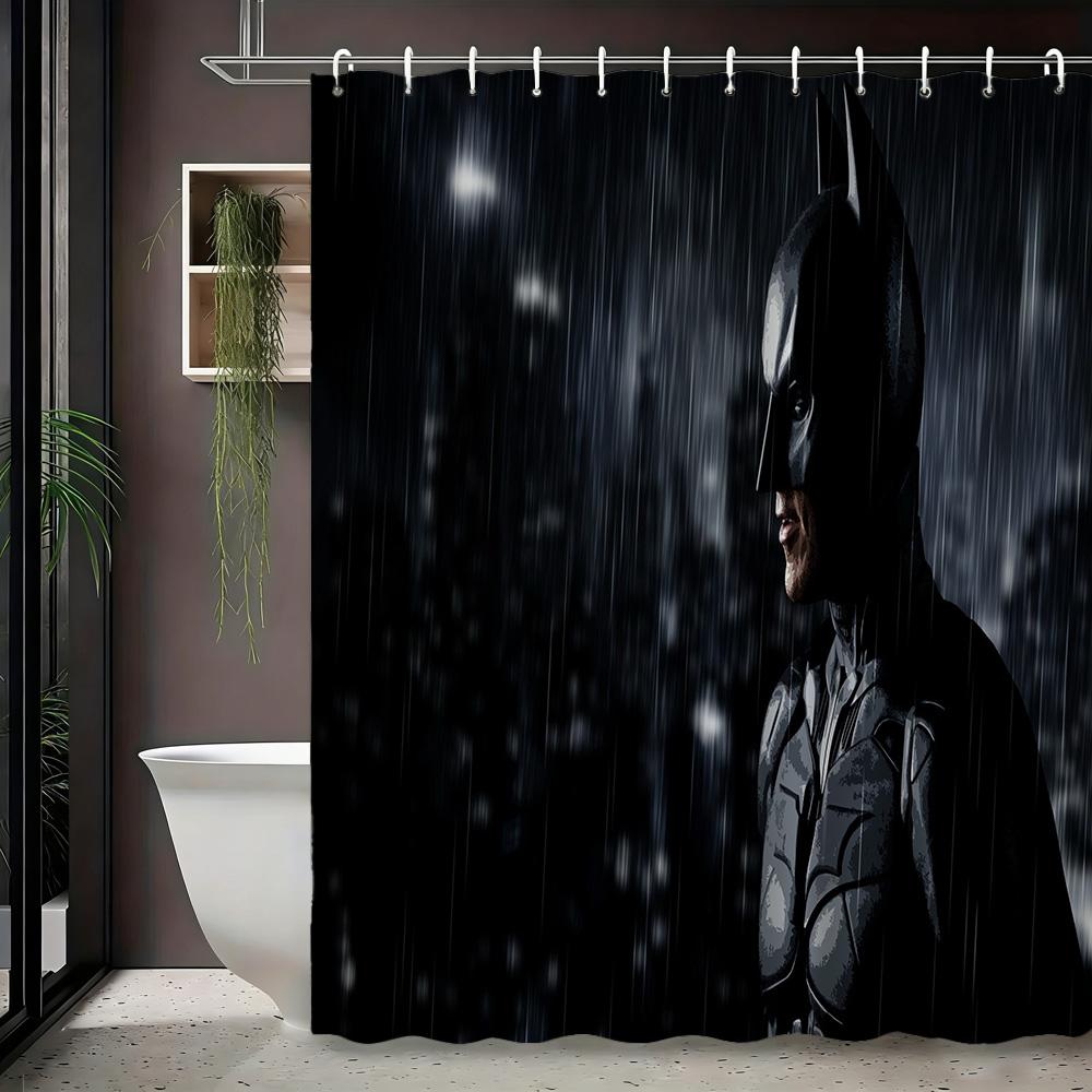 

Batman & Harley Quinn Monochrome City Waterproof Shower Curtain, Superhero Bathroom Decor For Fans W60H190(CM)-1 Pcs