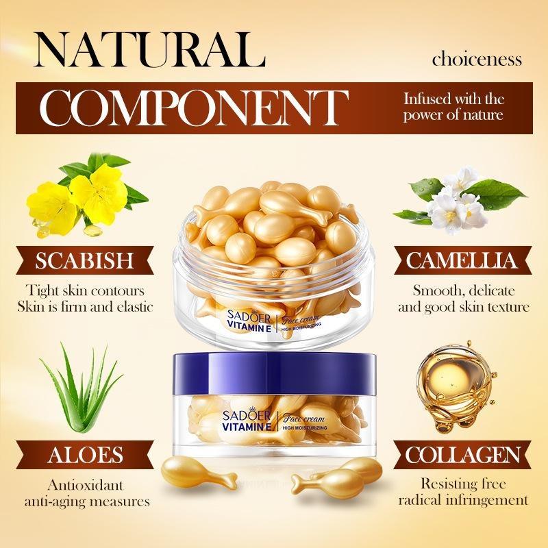 Evening Primrose Vitamin E Moisturizing Essence Cream Capsule Essence Cream for Long-lasting Hydration and Nourishment. Smooth Skin Cream