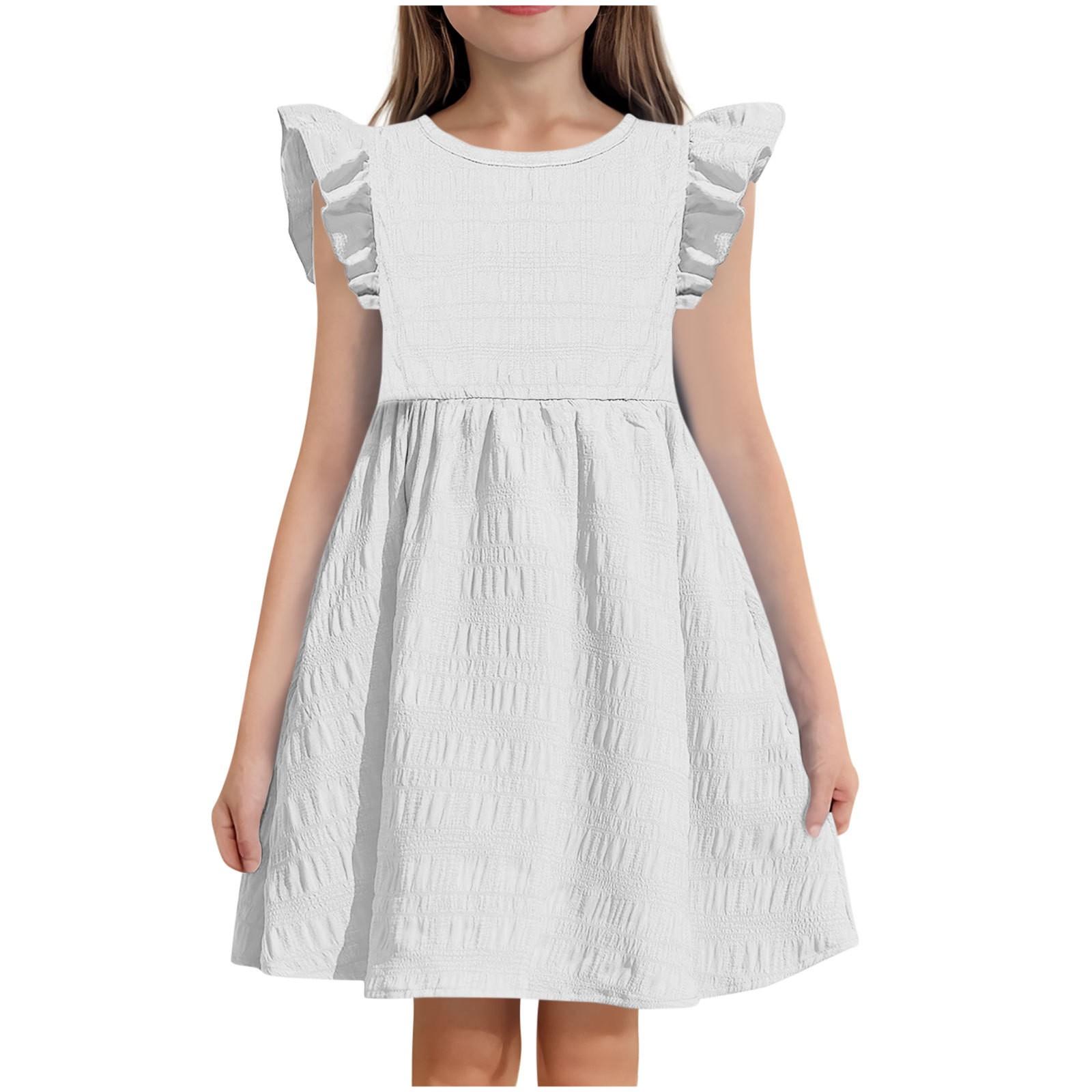 

Летнее детское тонкое безрукавное платье принцессы с круглым воротником и симпатичным повседневным платьем 160 белый