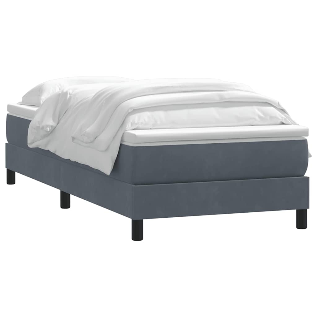 Continental Bed With Mattress, Dark Gray Velvet, 80X220 Cm