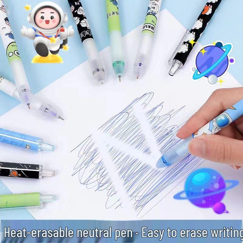 ST Head Erasable Pen - 0.5mm Quick-Dry, Heat Erase, Clickable for Students, Blue/Black