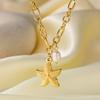 Summer Gold Stainless Steel Shell Starfish Crab Drop Earrings For Women Beach Ocean Hoop Drop Stud
